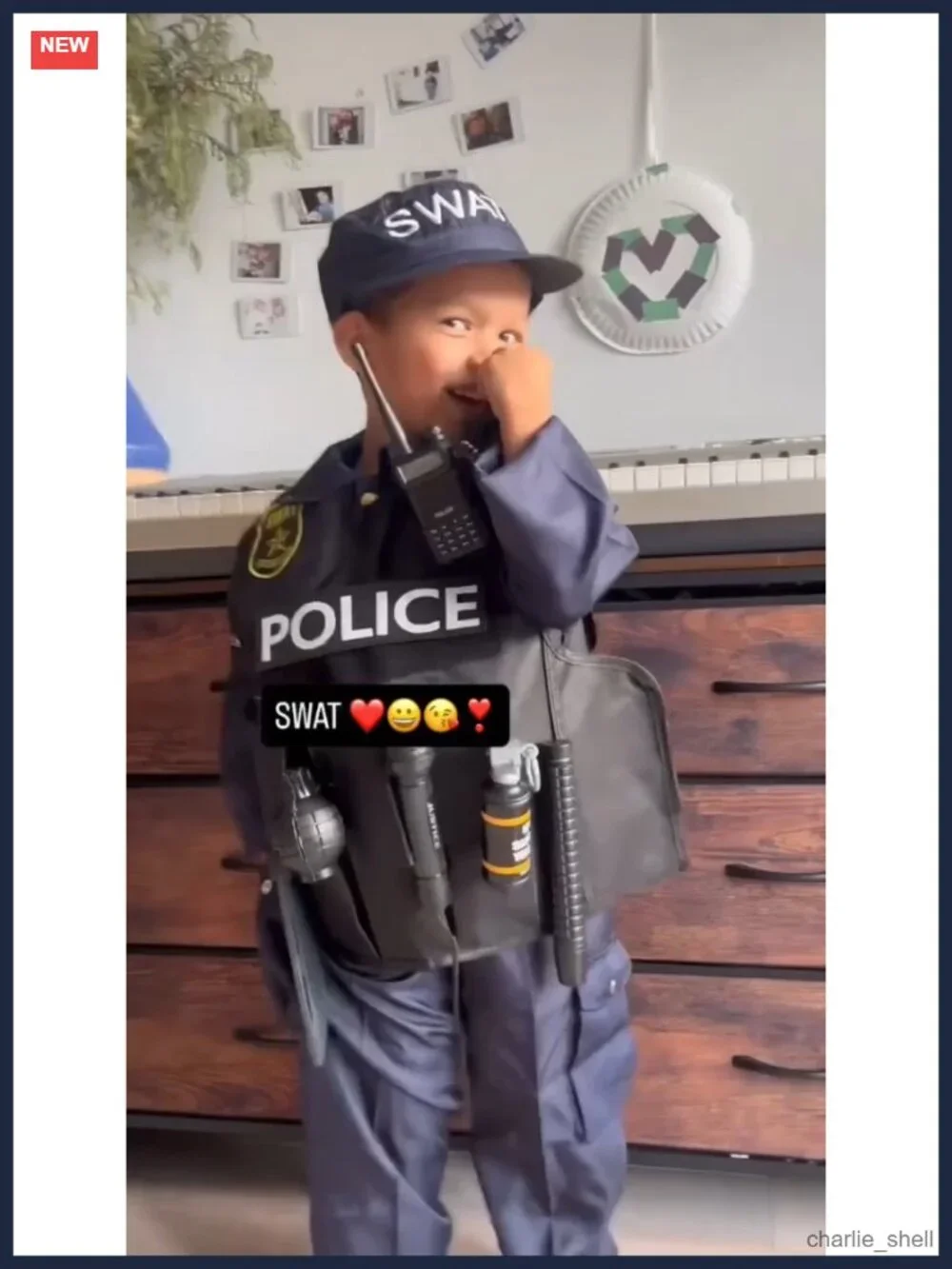 Kids SWAT Police Costume 10-Piece Cop Dress Up Set Halloween Pretend Play